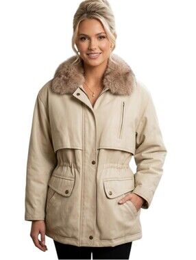 GUY LAROCHE Fox Fur Collar Drawstring Jacket - Size S